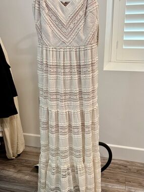 Eliza J Ivory Lace Maxi Dress